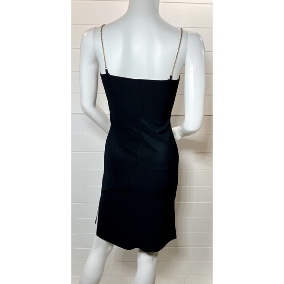 Friends Style Dress Womens Med Stretch Mesh Black Bodycon Y2K Chain Strap Goth - Picture 2 of 14